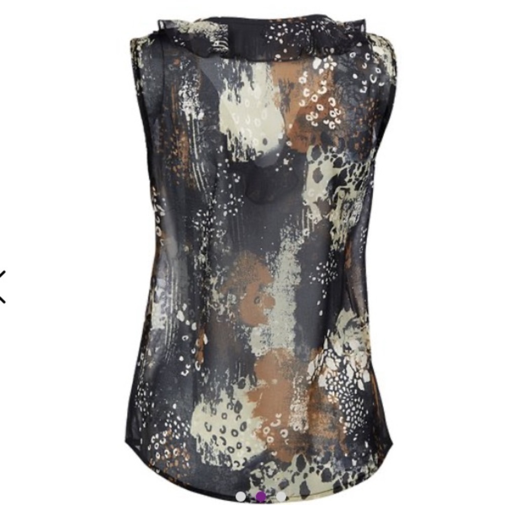 Cabi  Gray & Brown Burst Incandescent Sleeveless Top - Sz M EUC - Picture 3 of 13